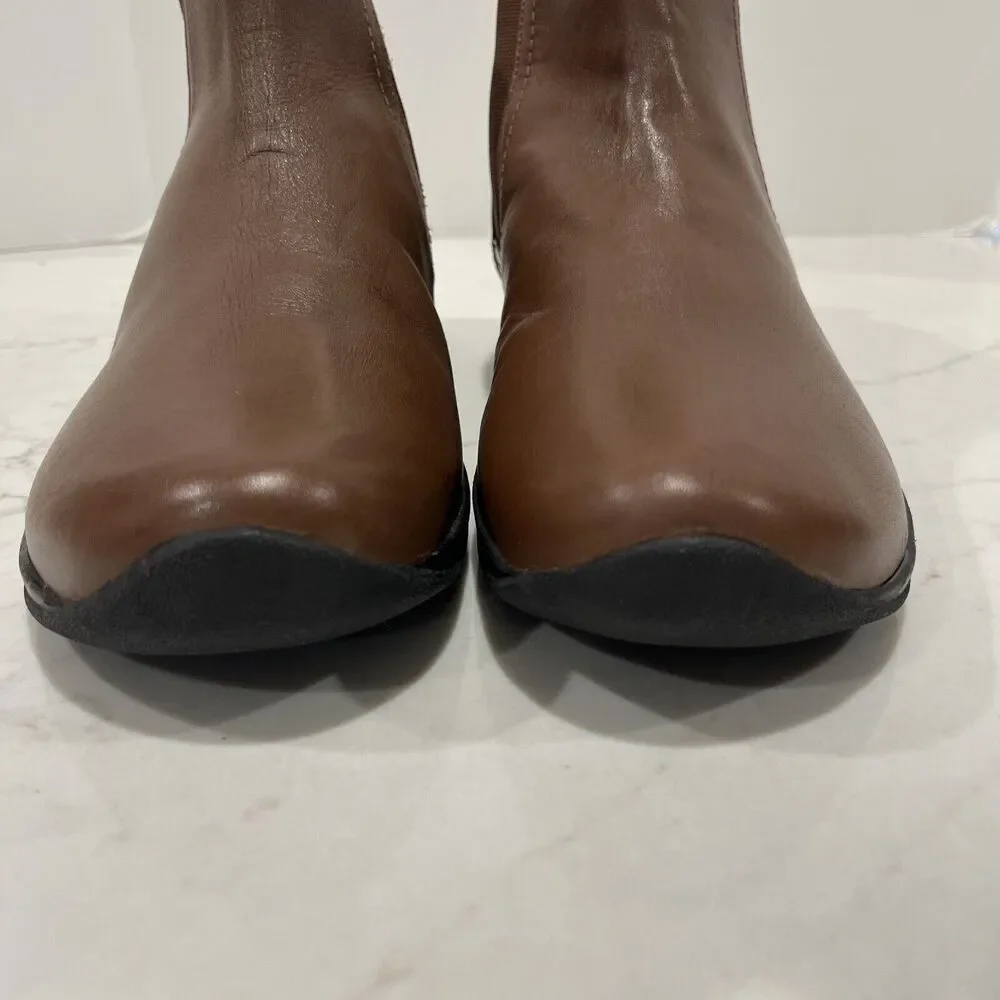 David Tate Womens 10.5 M Brown Leather Booties Shoes Pull On Ankle Chelsea‎